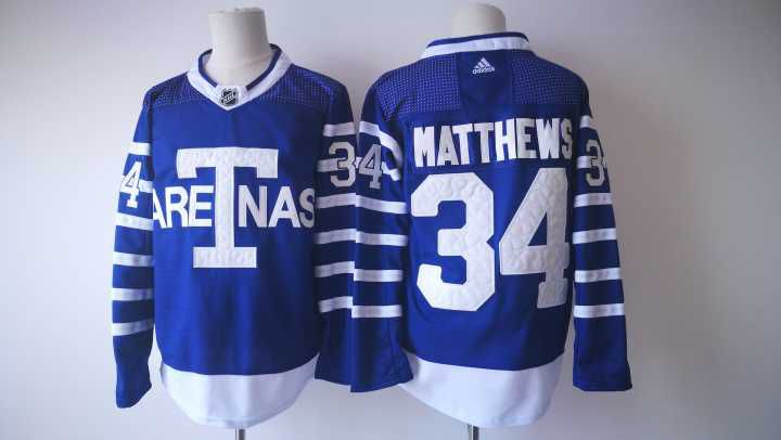 Men 2017 NHL Toronto Maple Leafs #34 Matthews Adidas blue jersey